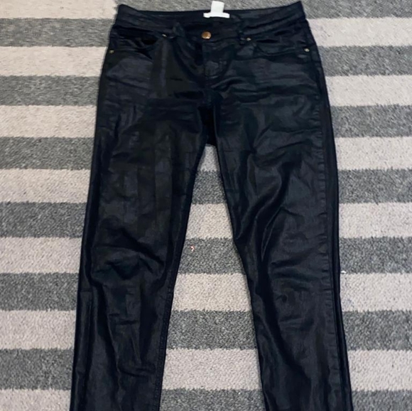 Leather Low Rise Jeans - Picture 1 of 7
